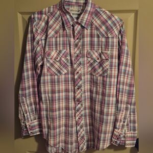 Vintage Roebucks Western Rodeo Plaid Button-Up Shirt